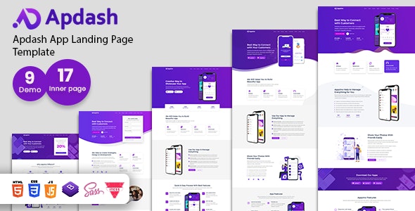 ThemeTags Apdash - App Landing Page Template 2020 слив курса