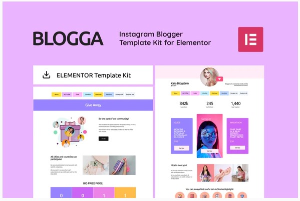 Themeforest Blogga - Instagram Blogger Elementor Template Kit слив курса