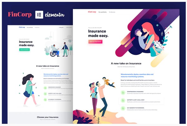 Themeforest FinCorp - Insurance & Marketing Elementor Template Kit слив курса