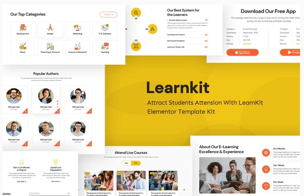 Themeforest LearnKit - e-Learning Elementor Template Kit слив курса
