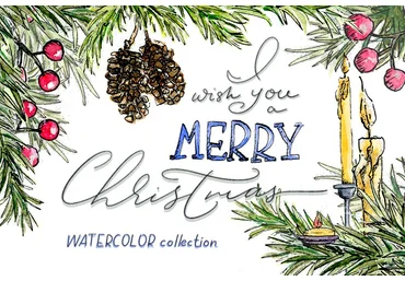 Creativemarket Christmas watercolor слив