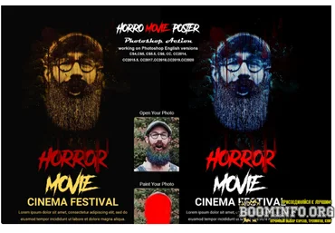 Creativemarket Horror Movie Poster Photoshop Action 2021 слив