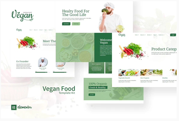 Themeforest Vegan Restaurant Elementor Template Kit слив курса
