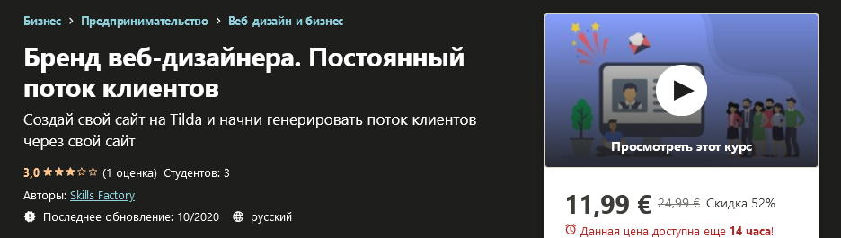 Udemy Skills Factory - Бренд веб-дизайнера. Постоянный поток клиентов 2021 слив курса