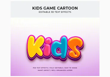 Graphicriver Kids Game Cartoon 3d Text Effect Mockup 2020 слив