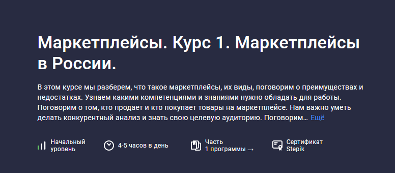 Анастасия Эджингтон Stepik Маркетплейсы. Курс 1. Маркетплейсы в России 2023 слив курса