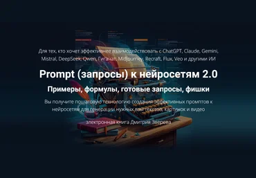 Дмитрий Зверев Prompt запросы к нейросетям 2.0 - примеры, формулы, готовые запросы, фишки 2025 скачать слив