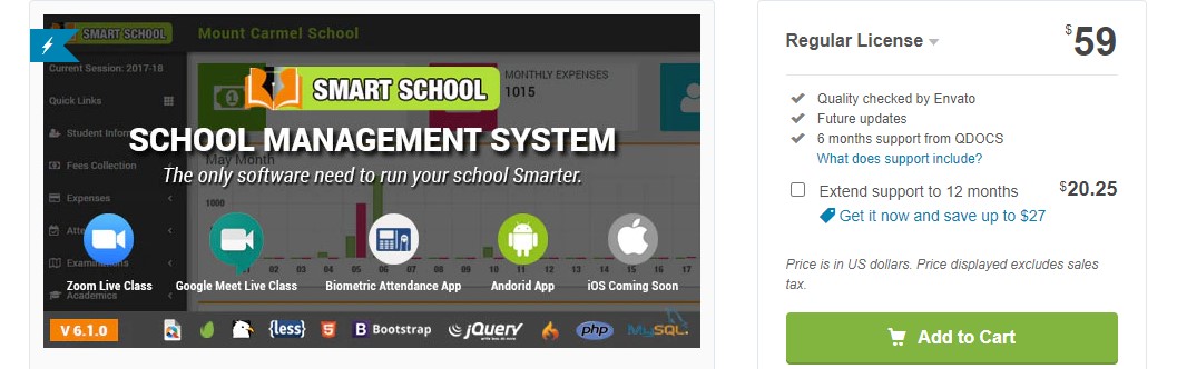 Codecanyon Smart School v6.1.0 NULLED - система управления школой слив курса
