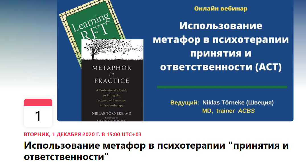 Никлас Торнеке Использование метафор в психотерапии принятия и ответственности ACT 2020 слив курса