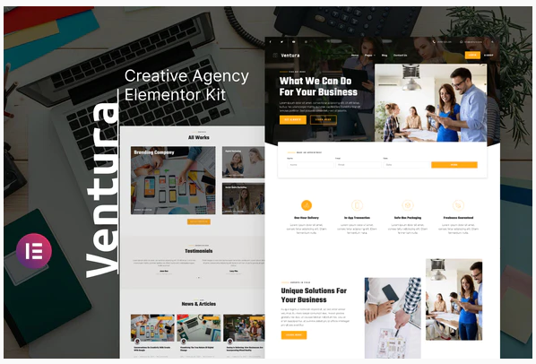 Themeforest Ventura - Creative Agency Elementor Template Kit слив курса