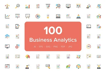 Creativemarket 100 Business Analytics Flat Icons слив