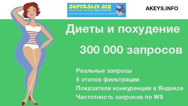 Akeys Диеты и похудение 300 000 запросов 2018 слив курса
