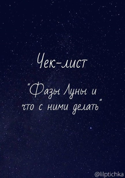 Lilptichka Чек-лист «Фазы Луны и что с ними делать» 2020 слив курса