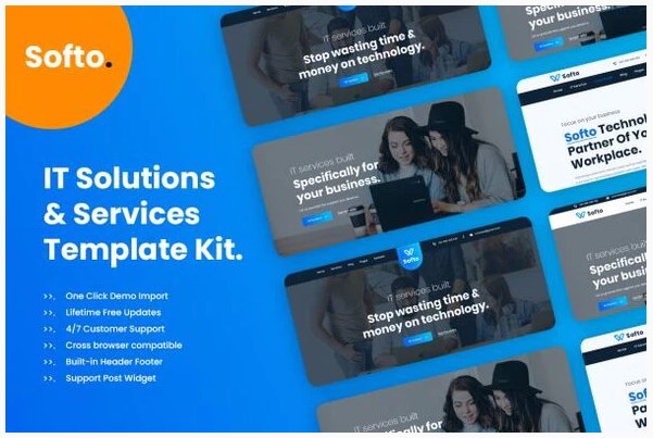 Themeforest Softo IT Solutions & Business Elementor Template Kit слив курса