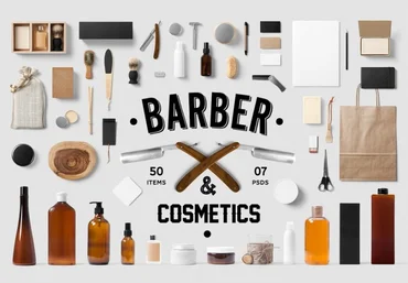 Creativemarket Barber & Cosmetics Branding Mock-Up слив