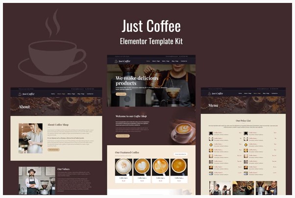 Themeforest Justcoffee - Cafe and Coffee Elementor Template Kit слив курса