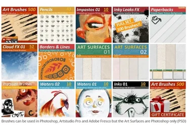 GrutBrushes Brushes and surfaces for Photoshop and Procreate 2023 слив