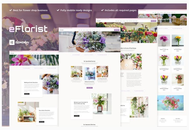 Themeforest eFlorist - Flower Boutique & Decoration Elementor Template Kit слив курса