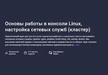 Ринат Минязев Stepik Основы работы в консоли Linux, настройка сетевых служб 2024 слив