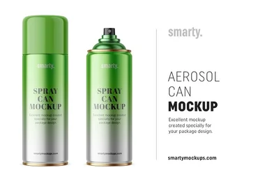 Creativemarket Metallic aerosol can mockup слив