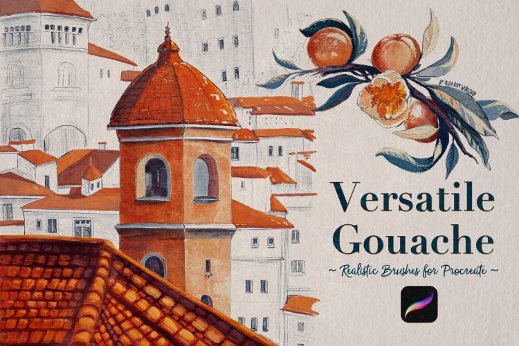 Olga Rom Гуашевые кисти для Procreate. Versatile Gouache Procreate Brushes 2024 слив курса