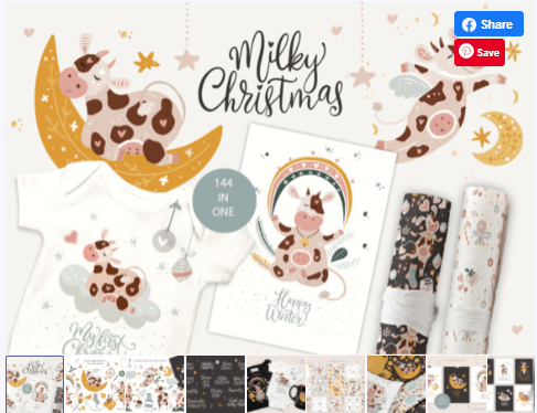 Creativefabrica Milky Christmas. Christmas Cow Graphic 2020 слив курса