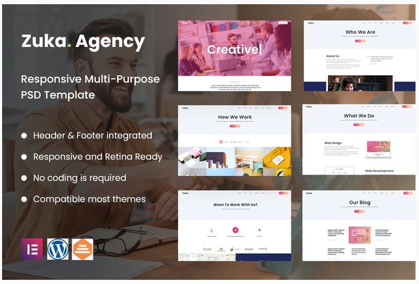 Themeforest Zuka-Agency | Creative Portfolio & Agency Template Kit слив курса