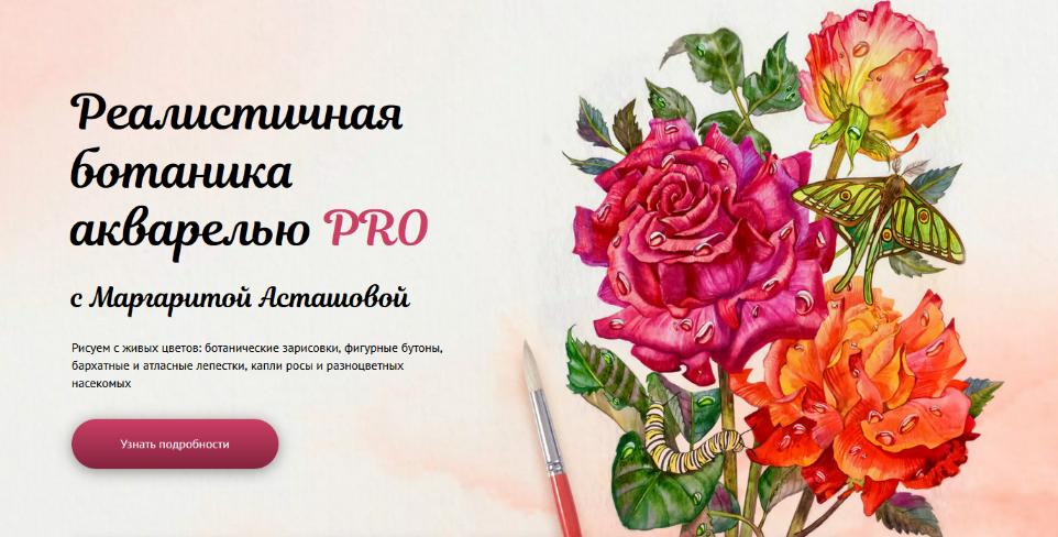 Маргарита Асташова Реалистичная ботаника акварелью PRO. Тариф Рисую сам 2024 слив курса