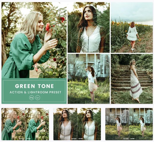 Elements.Envato Green Tone Action & Lightrom Presets 2021 слив курса