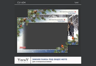 PSD VeraV ― Набор CU-604. Зимняя рамка под общее фото 2024 скачать слив