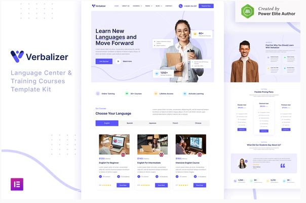 Themeforest Verbalizer – Language Courses & Learning Center Elementor Template Kit слив курса