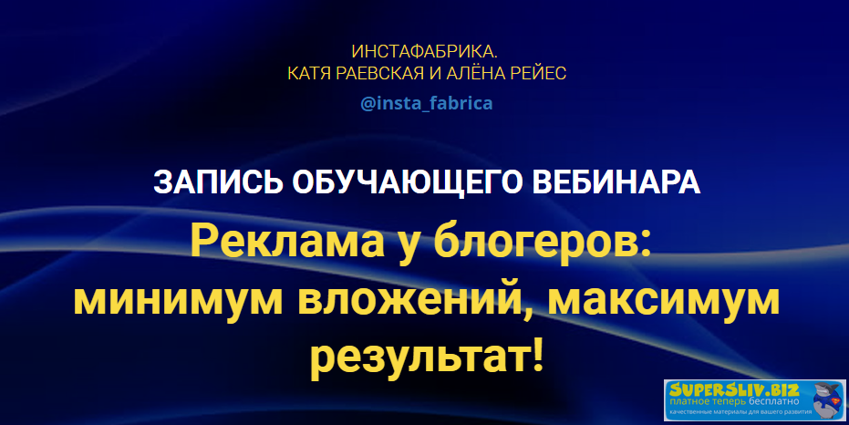 Катя Раевская, Алёна Рейес Реклама у блогеров: минимум вложений, максимум результат! 2019 слив курса