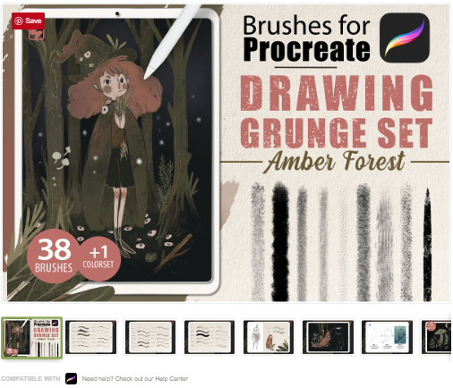 Сreativemarket Procreate - Drawing Grunge Brushes 2020 слив курса