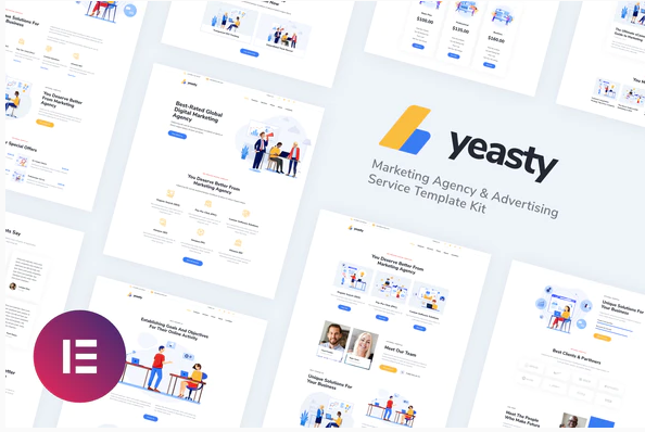 Themeforest Yeasty - Marketing Agency & Advertising Service Elementor Template Kit слив курса