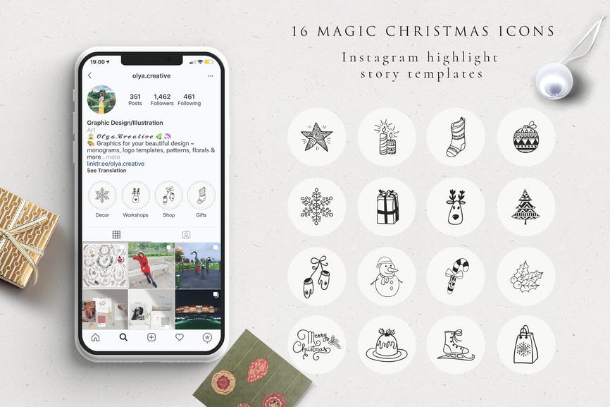 Elements.envato Xmas Instagram Highlight Story Icons слив курса