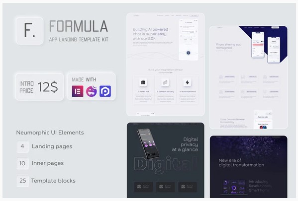 Themeforest Formula - Software & App Landing Elementor Template Kit слив курса