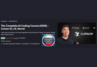 Brendan Li Udemy Полноценный курс ИИ программист с помощью Cursor AI, v0, Vercel 2025 слив