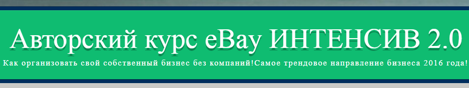 eBay ИНТЕНСИВ 2.0 - Купцова 2016 слив курса